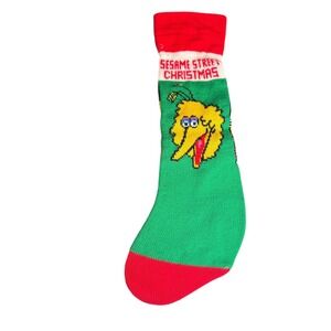 Vintage Sesame‎ Street Christmas Stocking Big Bird Knitted Holiday Decor